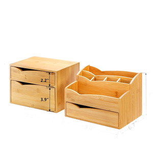 Bamboo Desktop Organizer 4 Layers Storage <b>Drawer</b> For Office Desk Student Stationery Pen Holder Creative Wooden Divider - Product Image 5