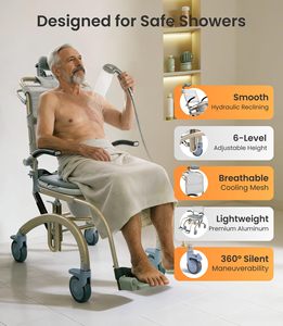 <span class=keywords><strong>Silla</strong></span> de Ducha Multifuncional con Ruedas, Reposacabezas Ajustable, <span class=keywords><strong>Silla</strong></span> de Ruedas Médica <span class=keywords><strong>para</strong></span> Inodoro, <span class=keywords><strong>para</strong></span> Personas Mayores, Discapacitados y Auxilio de Enfermería - Product Image 3