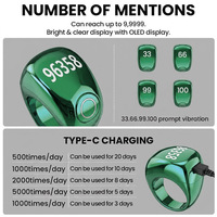 Nouvelle bague connectée Zikr 3-en-1 QB809 2026 avec compteur intelligent, synchronisation via application Bluetooth, horloge Azan et compteur numérique Tasbeeh
