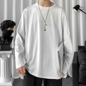 Vêtements de base pour hommes en gros, automne et hiver, t-shirt pour homme, pur coton, ample, style pull, manches longues - Product Image 3