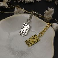 Yıldız Tarot Kartı Anahtarlığı, 13x30mm, Hediyeler ve Sırt Çantaları için Metal Vintage Tarzı, Altın ve Gümüş