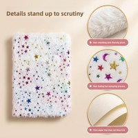 Carnet de notes tendance en peluche tie-dye motif étoile bronzante, design attrayant, en tissu pelucheux, pour étudiant, petit et frais
