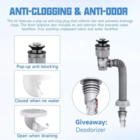 Kit de vidange d'évier de cuisine et salle de bain avec siphon, personnalisé en usine, moderne, chromé, facile à nettoyer, avec tuyau de drainage extensible