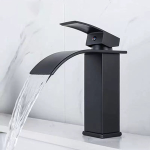 Grifo <span class=keywords><strong>de</strong></span> Lavabo <span class=keywords><strong>de</strong></span> <span class=keywords><strong>Baño</strong></span> <span class=keywords><strong>de</strong></span> Acero Inoxidable con un Solo Orificio, Pulido Negro, al por Mayor - Product Image 1