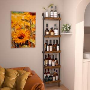 Estante para Botellas de <span class=keywords><strong>Vino</strong></span> de 5 Niveles, Estante Alto para Exhibición de Botellas de Licor con Rejillas, Almacenamiento para Whisky, para Comedor, Cocina, Bar - Product Image 2