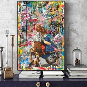 Peinture sur toile graffiti sur mesure, style <span class=keywords><strong>pop</strong></span> nordique, reproduction de peinture à l'huile célèbre faite à la main pour la décoration murale de la maison et de l'hôtel - Product Image 1