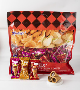 KENLAIFU HALAL Wholesale Price Custom Logo Nuts <strong>Chocolate</strong> <strong>Cone</strong> Empty Wafer <strong>Cone</strong> for Ice Cream OEM From Factory - Product Image 1
