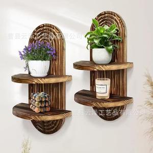 Cross-border wooden <b>wall</b>-<b>mounted</b> <b>shelf</b> for living room, home background <b>wall</b> decoration, display rack, guesthouse <b>wall</b> candle - Product Image 2