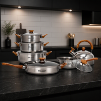 Ensemble de 12 ustensiles de cuisine modernes et minimalistes en métal écologique, casseroles en fer individuelles, couvercles en verre personnalisés, accessoires de cuisine pour la maison