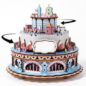 Gâteau d'anniversaire en bois boîte à musique boîte à bijoux musicale faite à la main gâteau bricolage Puzzles jouets pour enfants cadeau d'anniversaire - Product Image 4