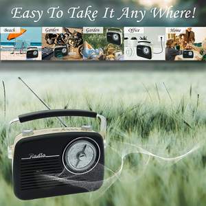 Radio AM/FM portable vintage avec poignée, écran LCD et haut-parleur intégré - Product Image 4