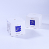 Boîte d'emballage en carton pliable à extrémités pliées, personnalisée, haut de gamme, pour soins de la peau, carrée, blanche et bleue, en papier crème