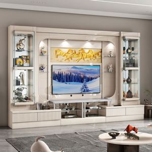 Laser <b>TV</b> Projector Cabinet LED Modern Living Room Entertainment Center <b>Stand</b> Wall <b>Mounted</b> Solution Hotel Wood - Product Image 3