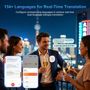 Traduttore Vocale Portatile con Clip per 130+ Lingue, Dispositivo Interprete Mini Ricaricabile per Spagnolo, Francese, <span class=keywords><strong>Arabo</strong></span>, Ideale per Viaggi e Shopping - Product Image 3