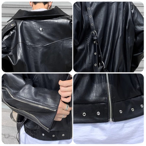 Veste en cuir rembourrée blanche à épaules courtes pour <span class=keywords><strong>sens</strong></span> du plancton pour hommes Niche Design Deconstructed American Biker Jacket - Product Image 3