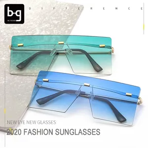 2024设计师眼镜名牌定制标志树脂时尚方形无框太阳镜墨镜女