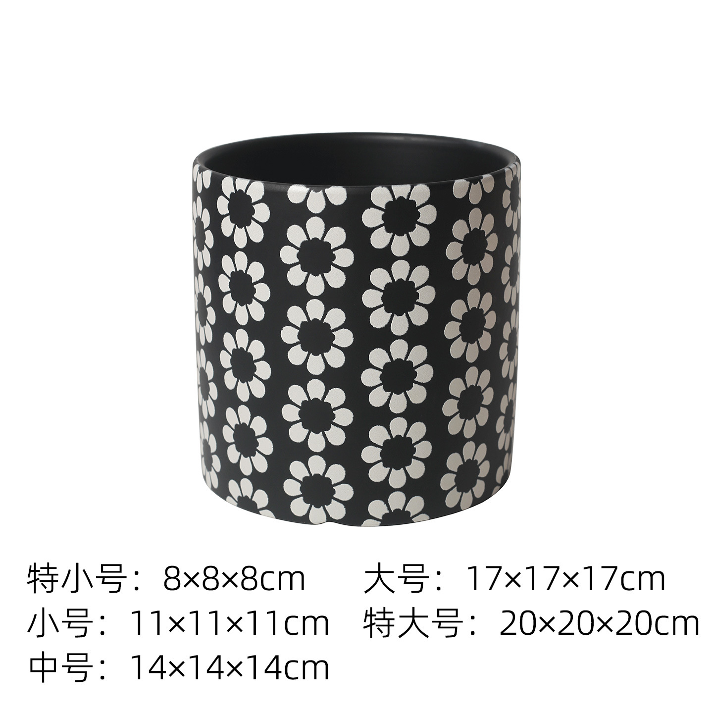 Pot de fleur droit noir-a31