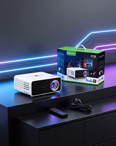 Meilleur projecteur intelligent Android 9.0 4K HT22 avec 120 lumens et 8 Go de stockage, télécommande blanche pour home cinéma - Product Image 1