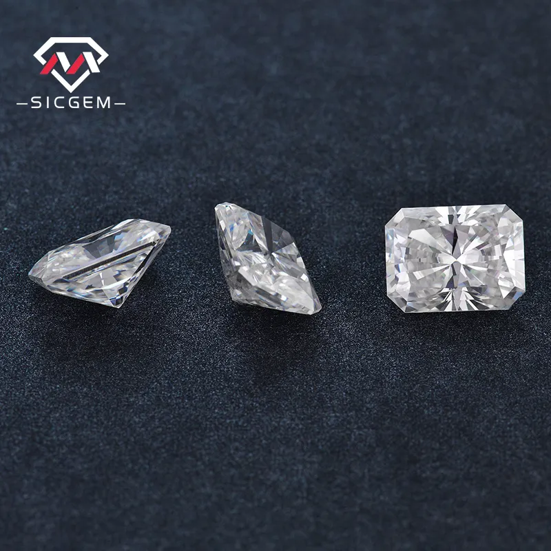 SICGEM Super White DEF Moissanite Loose Gemstone 4 Ct 5 Carat Radiant Cut Flawless Square Available in 9mm 10mm 12mm