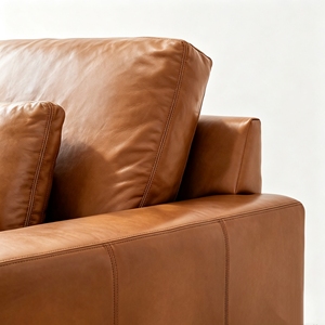 Sofá Seccional en Forma de U de Cuero Caramelo Vintage, con Brazos Cuadrados y Asientos Profundos, Reclinable, de Lujo, para Sala de Estar - Product Image 3