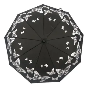 Guarda-chuva chinês para paraguas, logotipo personalizado à prova de vento, guarda-chuva com 3 dobras, mudança de cor, fabricação à venda