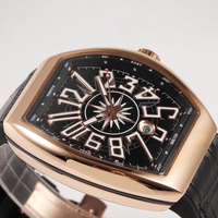 Caja de oro rosa de alta calidad, reloj de hombre con números arábigos, reloj mecánico de lujo tipo barril para hombre, reloj duradero resistente al agua