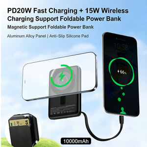 Banque d'alimentation sans fil magnétique en alliage d'aluminium 10000mAh 15W avec logo personnalisable en gros, charge rapide, pochette pour cartes intégrée portable - Product Image 6