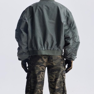 Veste bomber ample et délavée, coupe ample, avec logo sur le devant, coupe-vent, écologique, pour homme, fabriquée sur mesure, pour l'hiver, style streetwear - Product Image 4