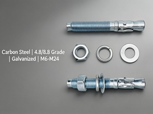 Ancres à expansion à coin robustes en acier au carbone de grade 4.8/8.8 M6-M24 pour bé<span class=keywords><strong>ton</strong></span> et maçonnerie - Product Image 3