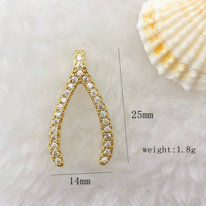 Collar con Colgante en Forma de <span class=keywords><strong>Y</strong></span> de Plata <span class=keywords><strong>y</strong></span> Oro con Circonitas Pavé CZ Únicas, Joyería de Hueso de la Suerte para Mujer, Precio al por Mayor - Product Image 3