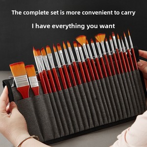 Rouleau de pinceaux pour aquarelle, gouache en nylon, 25 pièces, vente directe d'usine pour <span class=keywords><strong>Amazon</strong></span>, ensemble de <span class=keywords><strong>peinture</strong></span> à l'huile transfrontalière - Product Image 3