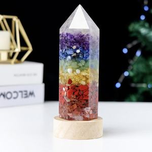 천연 크리스탈 칩 수지 야간 조명 오리지널 에너지 오르고인테 타워 7 차크라 램프 - Product Image 3