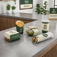 Support à collation en papier kraft incliné avec logo personnalisé pour frites, gaufres aux œufs, pommes de terre – Boîte d'emballage alimentaire en papier kraft