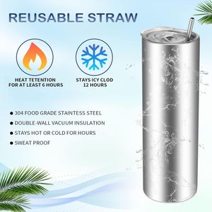 20 oz Stainless Steel Skinny Tumblers Bulk Insulated Slim <b>Cups</b> Lids <b>Straws</b> Double Layer Water <b>Cups</b> Cold Thermal Rubber - Product Image 2