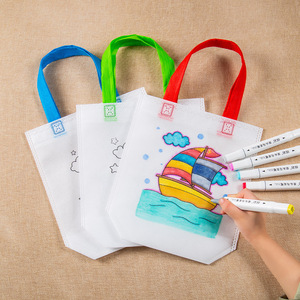Sac en tissu non tissé Xinsen à colorier, sac fourre-tout pour enfants, activité de dessin et de peinture DIY pour enfants - Product Image 4