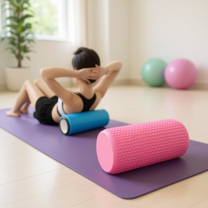 Bâtons de massage et rouleaux de yoga en EVA rose uni 30x15cm - Product Image 2