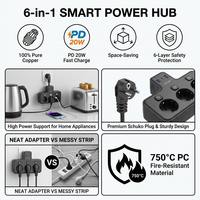 Clieam Wholesale EU Multi-Outlet Smart Adapter 3AC Outlets 2 USB-A PD 20W Pengisian Cepat 16A