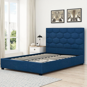 Lit double en bois massif, grand format, avec <span class=keywords><strong>sommier</strong></span> à lattes, démontage et montage faciles, vente en gros en Chine - Product Image 1