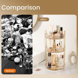 360 <b>Rotating</b> Makeup Organizer 3 Tier Cosmetic <b>Storage</b> <b>Rack</b> Round Vanity Tray Stand for Bathroom Dresser - Product Image 5