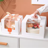 Boîte à gâteau en papier personnalisée avec poignées, boîte pliante avec fenêtre transparente en PET, boîtes de boulangerie pour gâteaux