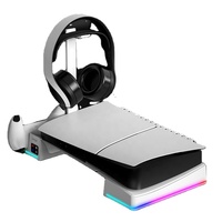 Support de casque avec éclairage RGB PG-P5S039, support horizontal pour console, base de refroidissement pour PS5 SLIM, station de charge double