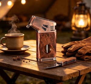 Multifunction 6 In 1 Cigar <b>Lighter</b> With Cutter Punch Drill <b>Custom</b> Logo Torch Table Top Cigar <b>Lighter</b> For Cigar Lovers - Product Image 1