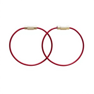 YIWANG Red Stainless Steel Wire <b>Key</b> <b>Chains</b> Cable 150MM <b>Key</b> Ring - Product Image 2