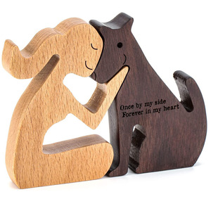 Wooden Carved <b>Dog</b> <b>Ornament</b> Engraved Pet Souvenir Gift Modern Nordic Decoration Eco Friendly Animal Figurine - Product Image 1