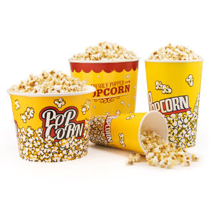 Cubos de palomitas de maíz de papel Kraft blanco impresos personalizados de gran tamaño desechables para vender en cine - Product Image 2