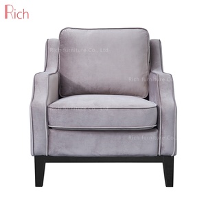 Canapé 1 place au design rétro américain, accoudoir incurvé, <span class=keywords><strong>fauteuil</strong></span> confortable en tissu pour salon, hôtel, bureau, hall d'entrée - Product Image 2