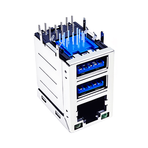 Kép USB3.0 nữ loại PBT lọc với LED khay carton RJ45 Modular Jack và LED <span class=keywords><strong>PCB</strong></span> Ethernet kết nối PBT Đen side nhập - Product Image 4