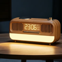KUANGXIANG 2026 Vintage Houten Textuur Klassieke Mechanische Knop Speaker, Retro Home Aesthetic Upgrade Oplaadbare Speaker met Alarm