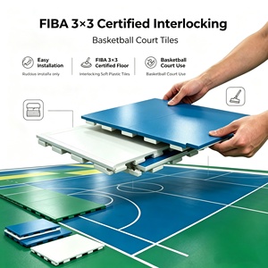 กระเบื้องปูพื้นพลาสติกแบบประกบกันได้มาตรฐาน FIBA 3x3 ยี่ห้อ INOLP ป้องกันการลื่น กันน้ำ เหมาะสำหรับโรงรถ สนามบาสเก็ตบอลเชิงพาณิชย์ - Product Image 3