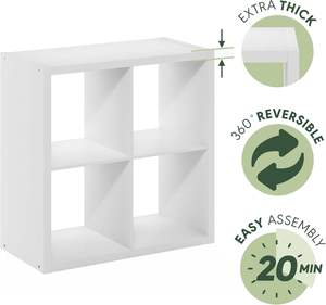 أرفف كتب للأطفال حديثة بيضاء وسوداء قائمة على الحائط ، مكتبة خشبية للقراءة ، رف كتب للأطفال ، 4 مكعبات للأطفال - Product Image 4